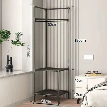Corner Coat Hat Rack Multifunction Multi-Layer Floor Standing Corner Hanger Detachable Removable Metal Clothing Storage Shelf