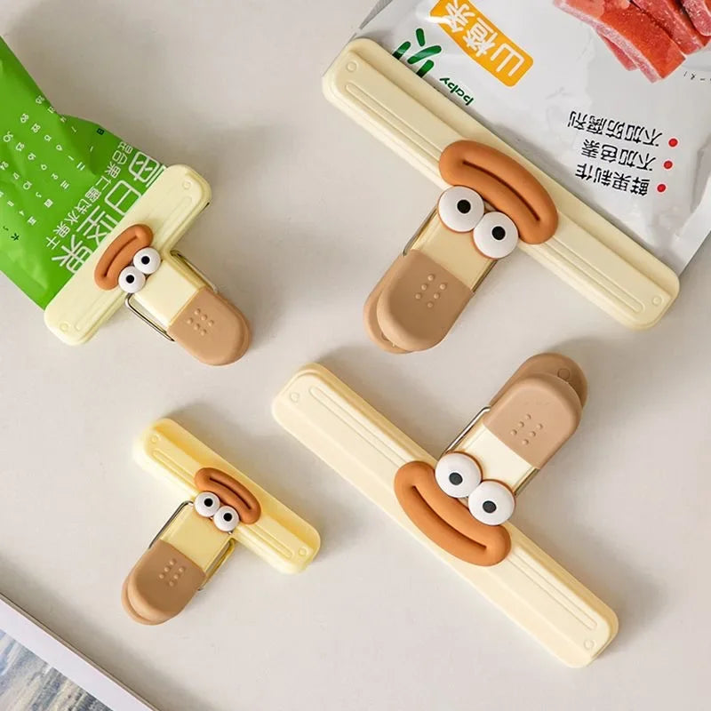 3pcs Creative Face Bag Sealing Clip Food Snack Clip Kitchen Tools Decorative Small Clip Refrigerator Plastic Food Bag Storage