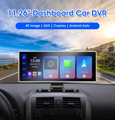 4K Dash Cam Dual Lens Car DVR With Wireless CarPlay - Smarsty