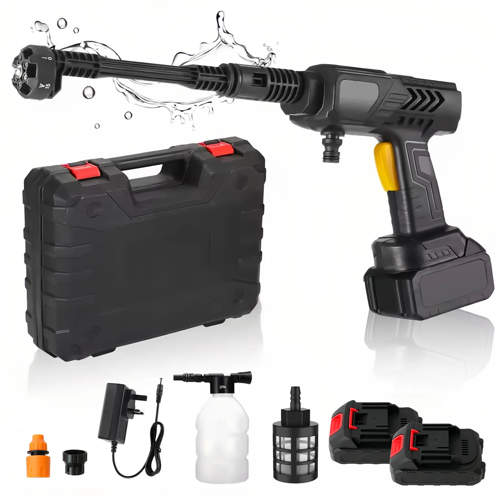 Cordless Pressure Washer Gun Electric 6 IN 1 Nozzle Portable 21V 500PSI 3200rpm High-Power With Battery 10M (32.8FT) Hose