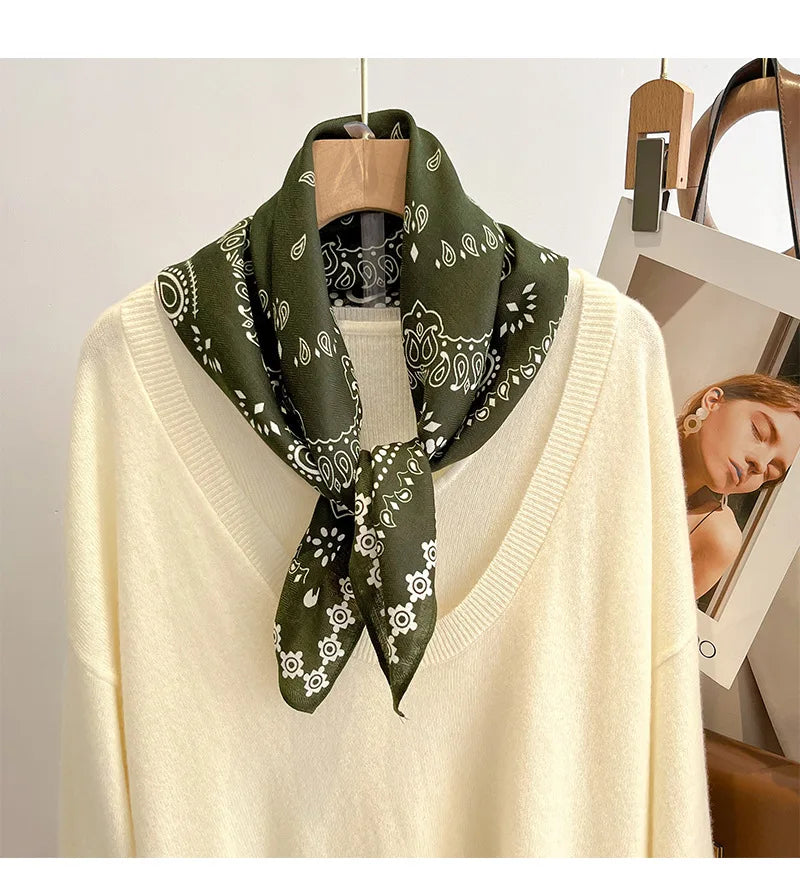 Breathable Cashew Print Silk Scarf for Women - Smarsty