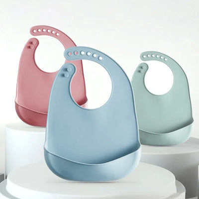 Baby Bib Adjustable Waterproof Bibs Babies Soft Edible Silicone Newborn Saliva Dripping Towel Drooling Children Scarf BPA Free by Smarsty
