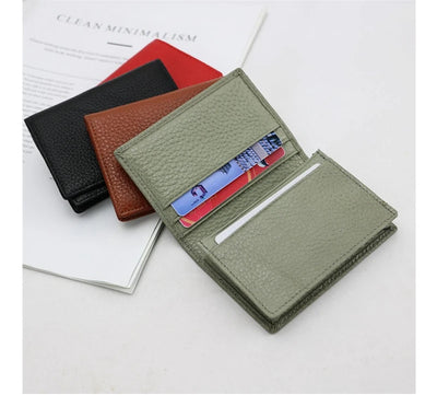 Genuine Leather Business Card Holder Name Card Case Credit Card Wallet for Men & Women - Smarsty