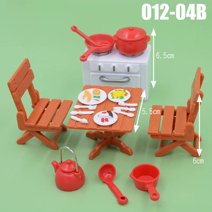 Dollhouse Furniture Kitchen Play Set Miniature Refrigerator 1:12 Mini Food Living Room Sofa Set Pretend Play Accessores Toy by Smarsty