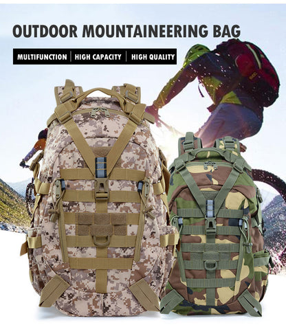 40L Tactical Backpack for Men Camping Hiking Backpacks Reflective Outdoor Travel Bags Survival Molle Climbing Rucksack Bag - Smarsty