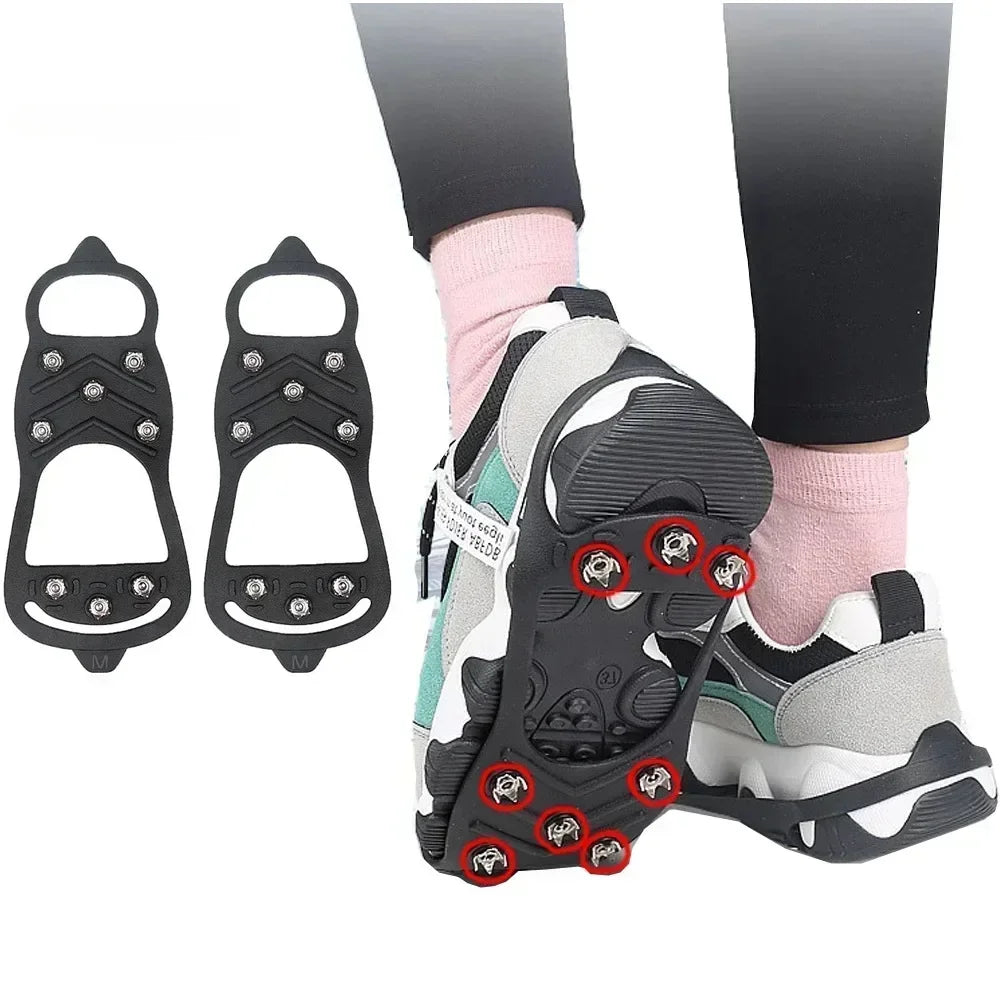 8 Teeth Ice Gripper Spike for Shoes Winter Outdoor Anti-Slip Hiking Mountain Climbing Ice Snow Crampons Anti-slip Shoe Covers - Smarsty