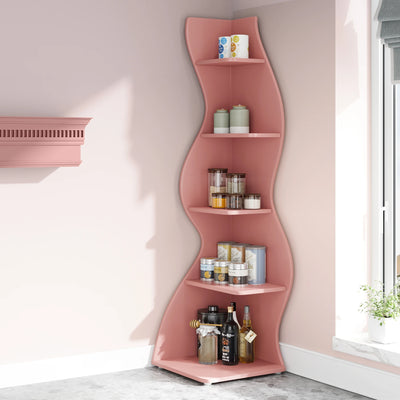 Tribesigns Corner Shelf, Modern 5-Tier Wall Corner Bookshelf, Stylish Corner Small Bookcase Storage Rack Plant Stand