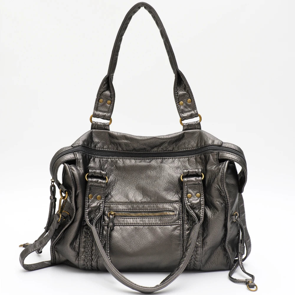 PU Leather Tote Bag With Zip Pockets Crossbody For Travel - Smarsty