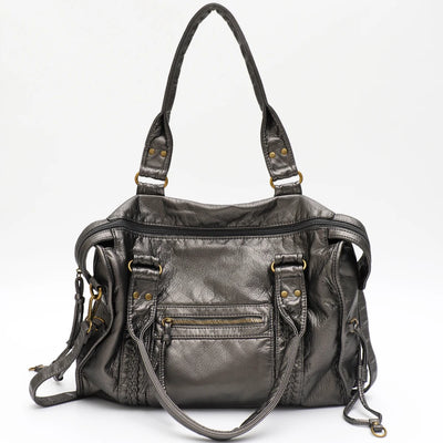PU Leather Tote Bag With Zip Pockets Crossbody For Travel - Smarsty