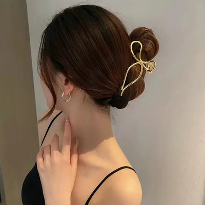 Elegant Geometric Hair Claw Clips Gold Silver Finish - Smarsty