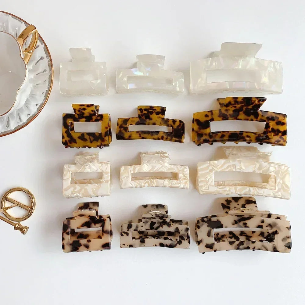 Acetate Leopard Hair Claw Clip Large Geometric Hold - Smarsty
