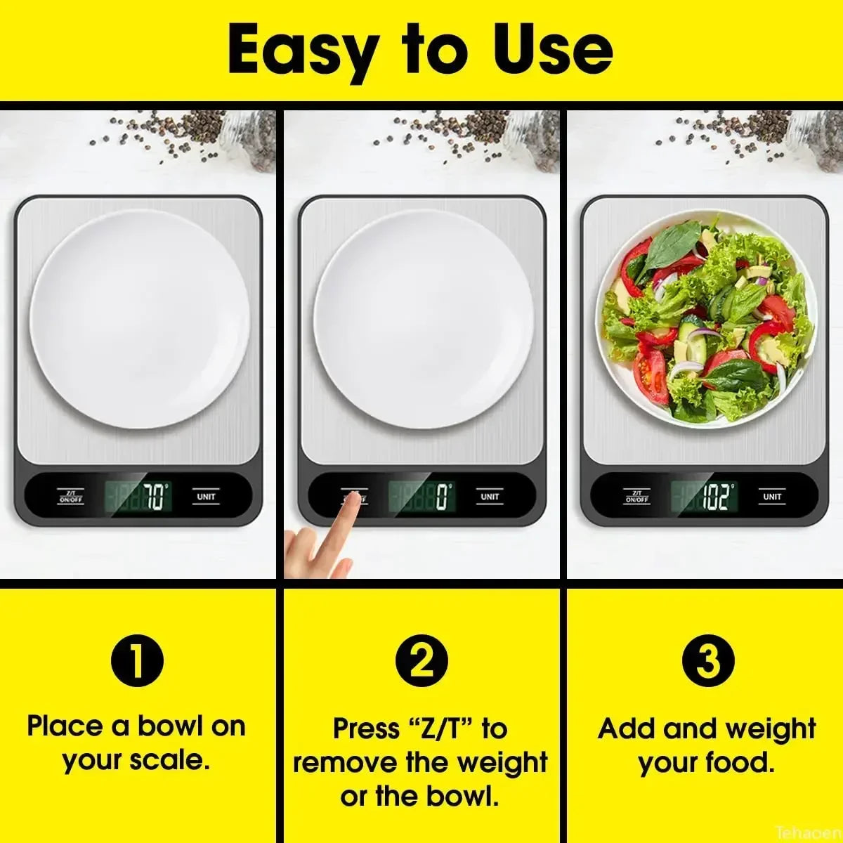 Digital Kitchen Scale With LED Display Waterproof Design - Smarsty