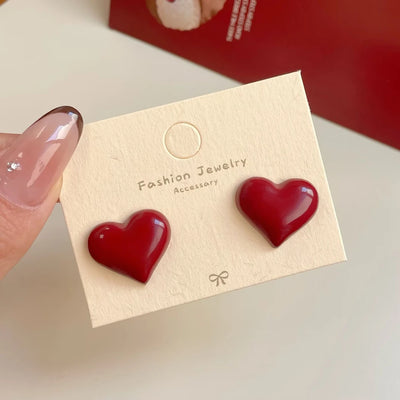 Retro Red Bow Stud Earrings For Women Elegant Lightweight - Smarsty