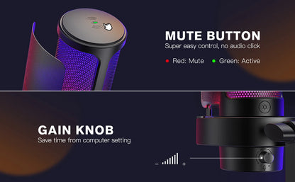 FIFINE USB Microphone with RGB Modes for Streaming - Smarsty