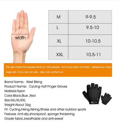 West Biking Full Finger Cycling Gloves Non Slip Silicone Palm - Smarsty