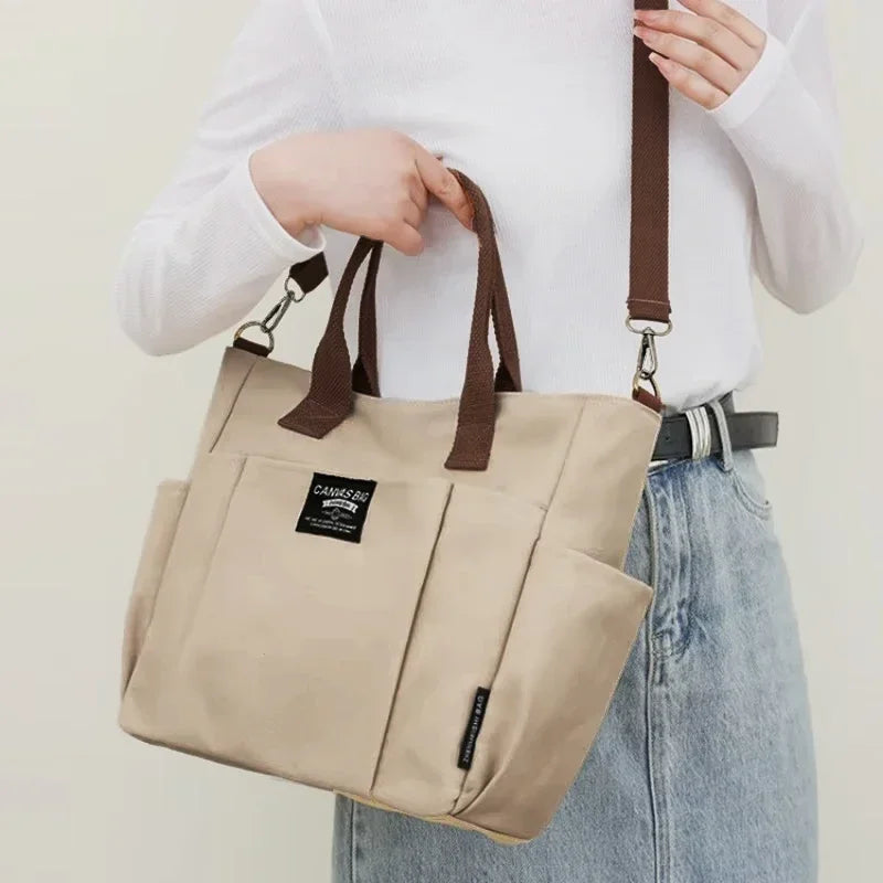 Canvas Ladies Bag Large Capacity Shoulder Tote For Students - Smarsty