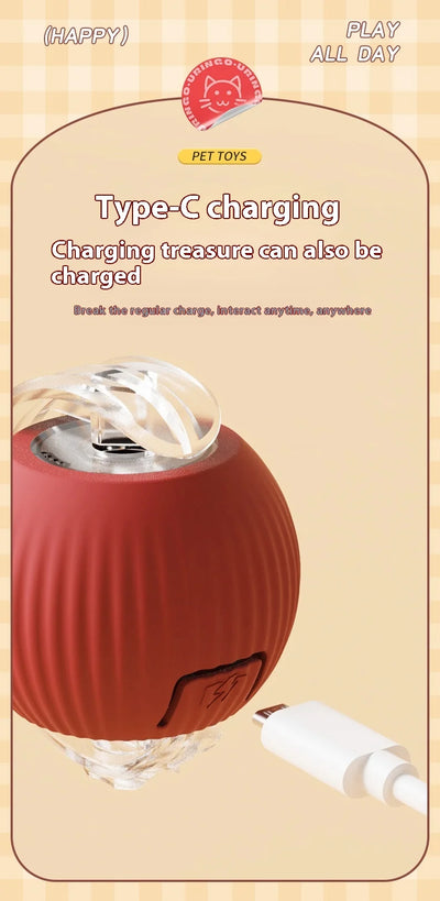 Rechargeable Cat Interactive Ball Toy With Faux Tail - Smarsty