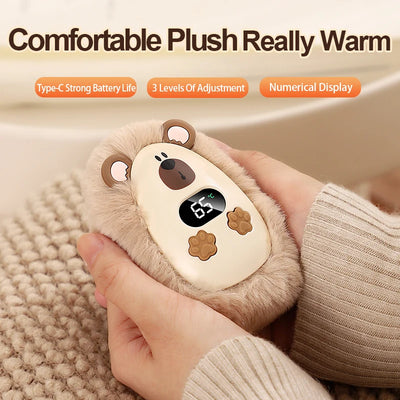 Plush Hand Warmer Winter Mini Portable Three-speed Adjustment Battery Life Long-lasting Smart Temperature Control Hand Warmer - Smarsty
