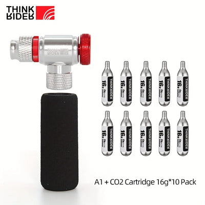 ThinkRider CO2 Pump For Bicycle Schrader Presta Adapter Bike Pump Inflator Aluminum Tire Tube Mini size MTB Bicycle Pumps CO2 Ca - Smarsty