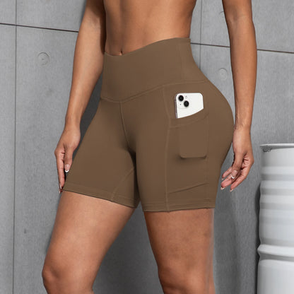 Womens Yoga Pocket Shorts Leggings High Waist  Exercise Fitness Wear Girls Running Elastic Adult Short Pants Sports Outfits ﻿ - Smarsty
