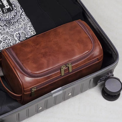 Leather Toiletry Bag for Men Women Dopp Kit Mens Hanging Toiletry Bag Travel Toiletry Bag for Traveling Large Cosmetic Bag for T - Smarsty