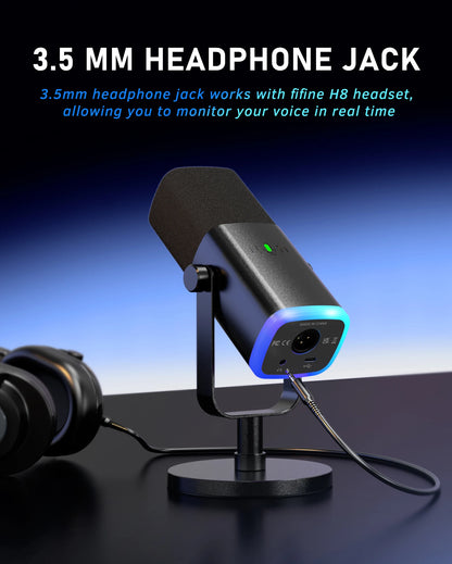 FIFINE USB XLR Dynamic Microphone with Touch Mute Feature - Smarsty
