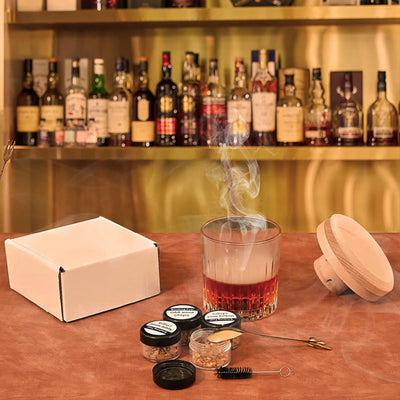Glass Top Smoker Cocktail Smoker Kit With 4PCS Wood Chips Bartender Accessories For Whiskey Drinks Smoking Gift Kit for Men - Smarsty