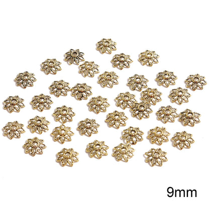 50pcs Tibetan Silver Leaf Flower Bead Caps for Jewelry Making - Smarsty