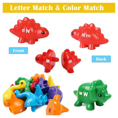 Dinosaur Matching Game Toys Alphabet Matching / Number Matching Montessori Toy for Kids Learning Colors Numbers Letters Toy - Smarsty