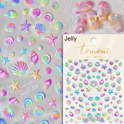 5D Summer Beach Nail Stickers with Shiny Sea Designs - Smarsty