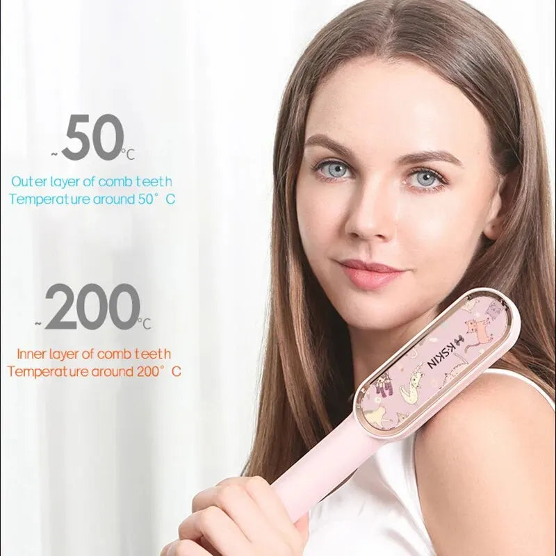 KSKIN 2 in 1 Hair Straightener Brush for Smooth Styling - Smarsty
