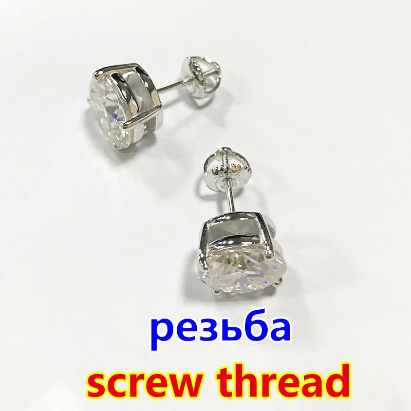 Moissanite Studs 0.5 To 2Ct Sterling Silver Screw Back - Smarsty