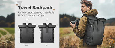 HK Expandable Travel Backpack Men Large Capacity Waterproof 15.6” Laptop Bag Hiking Rucksack Cycling Daypack Bag with USB Port - Smarsty