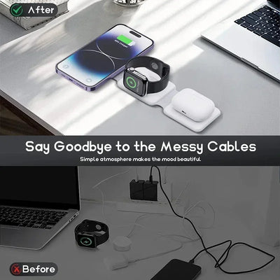 3 In 1 Wireless Charging Pad Foldable Desktop Charger - Smarsty