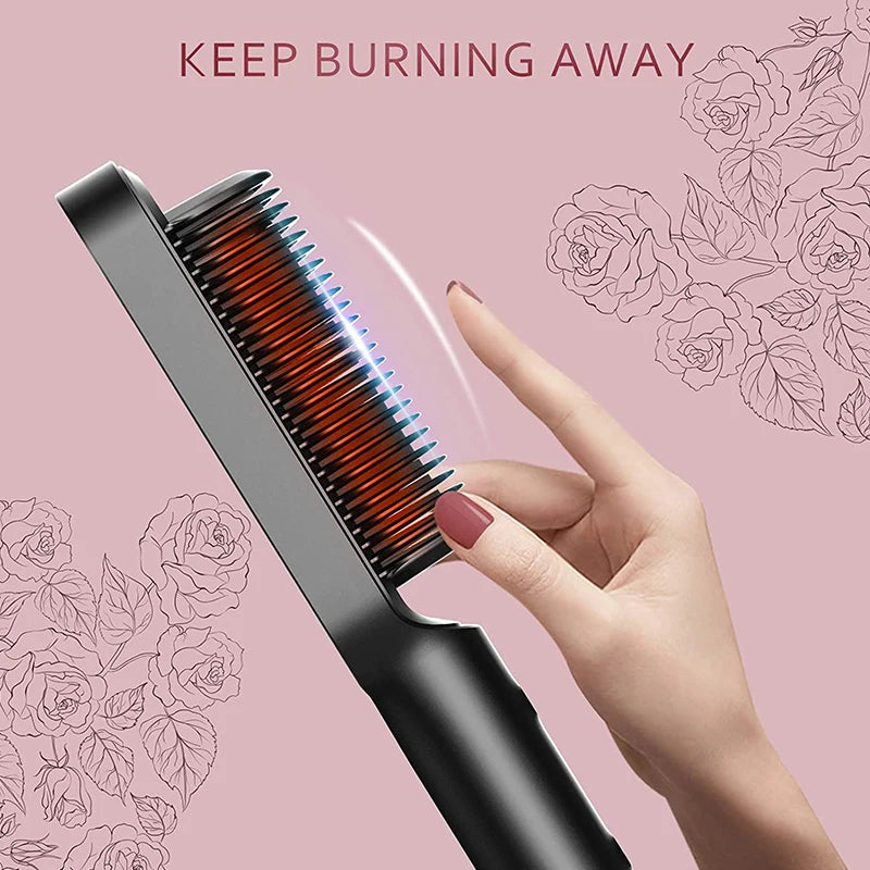Professional Beard Straightener Comb with Anti-Scald Feature - Smarsty