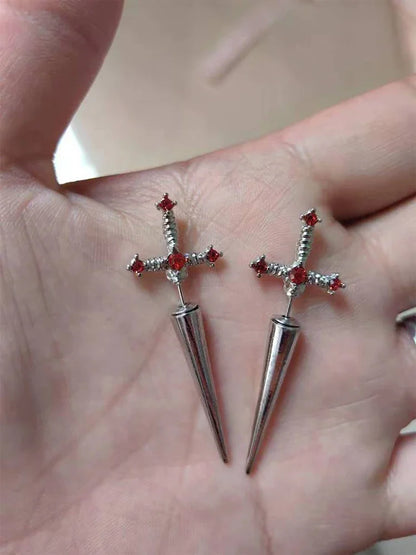 Gothic Sword Kinitial Piercing Earrings for Punk Style Lovers - Smarsty