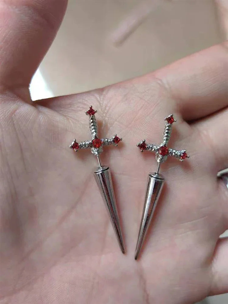 Gothic Sword Kinitial Piercing Earrings for Punk Style Lovers - Smarsty