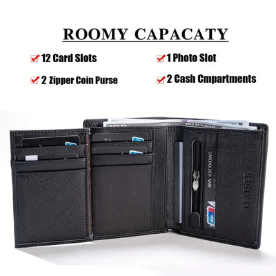 men's wallet Genuine Leather Wallets For Men Coin Purse Vintage Vertical Short  Credit Card Holder Money Bag Men's RFID wallet - Smarsty