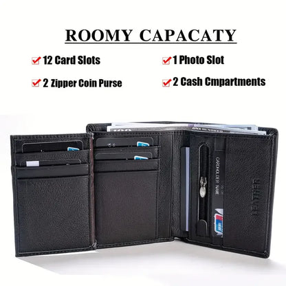 men's wallet Genuine Leather Wallets For Men Coin Purse Vintage Vertical Short  Credit Card Holder Money Bag Men's RFID wallet - Smarsty
