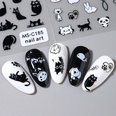 Cute Black Cat Nail Stickers for Fun Manicure Decor - Smarsty