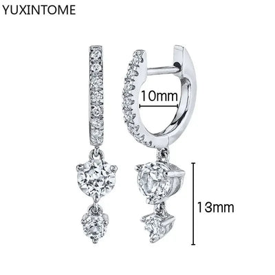 925 Sterling Silver Hoop Earrings White Crystal Luxury - Smarsty