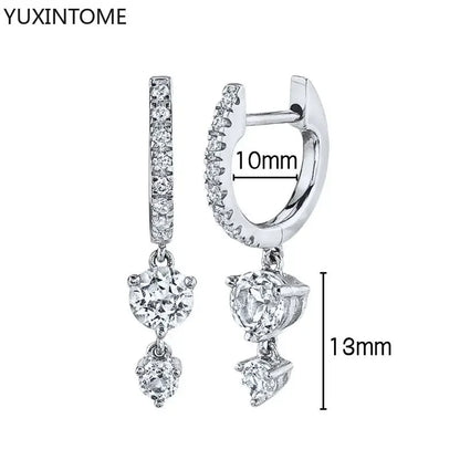 925 Sterling Silver Hoop Earrings White Crystal Luxury - Smarsty