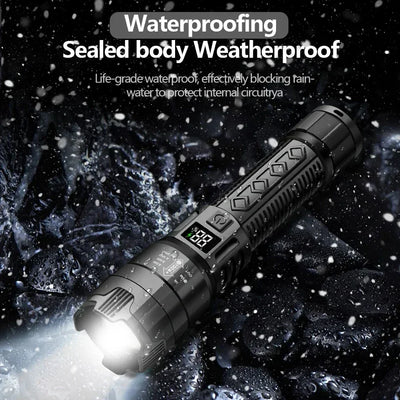 High Strong Power Led Flashlights 2000LM Tactical Torch with Display Light Rechargeable Camping Fishing Emergency Zoom Lantern - Smarsty