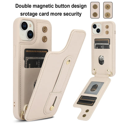 Crossbody Wristband Wallet Leather Cards Solt Case for iPhone 17 16 Pro Max 15 14 12 13 XS Plus SE 2022 Pocket Purse Lanyard Bag
