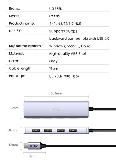 USB C Hub 4 Ports USB 3.0 UltraSlimDock For MacBook - Smarsty