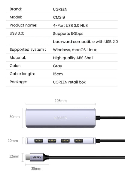 USB C Hub 4 Ports USB 3.0 UltraSlimDock For MacBook