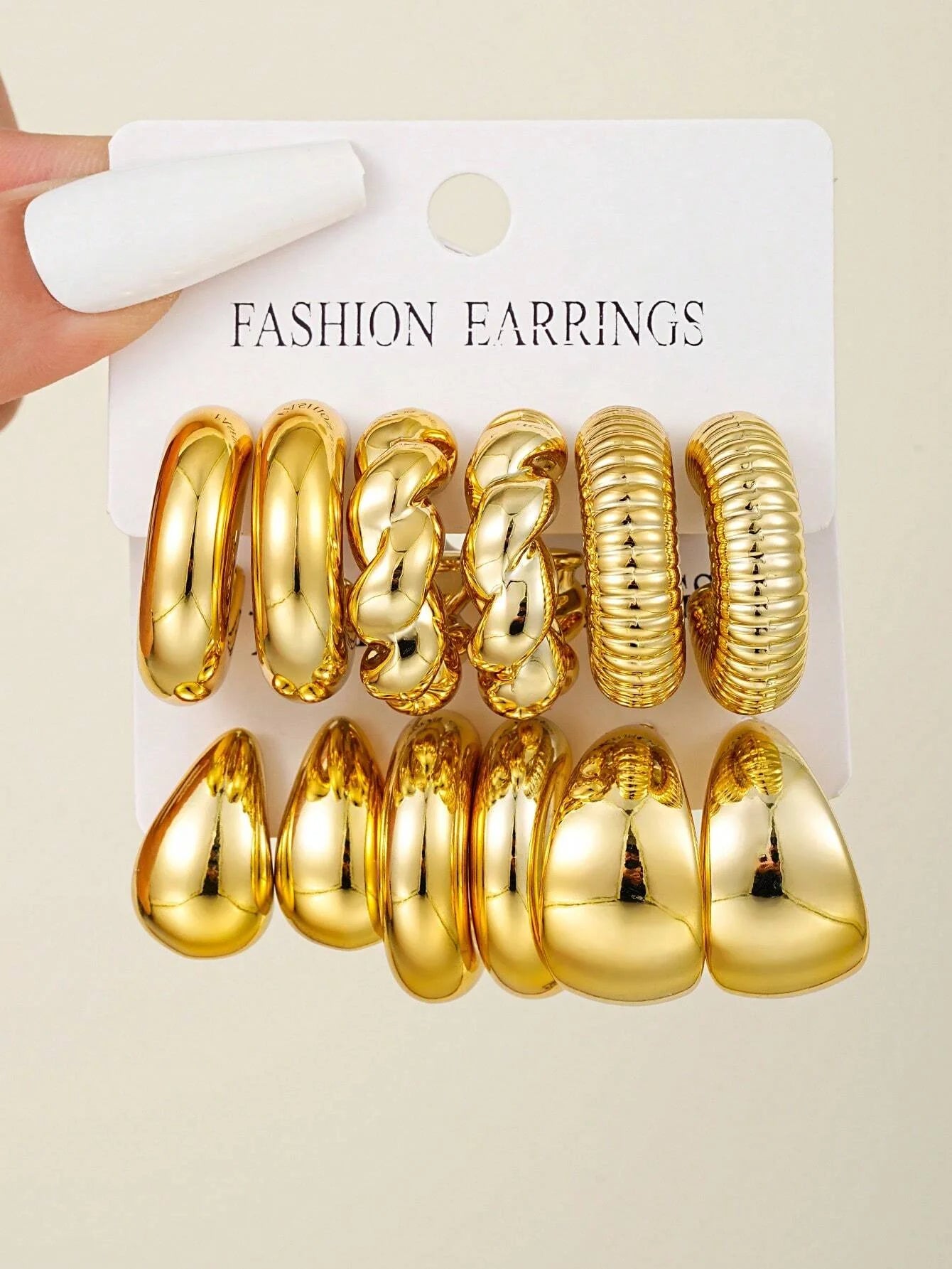 Classic Gold Drop Earrings 12pcs Set for Workplace Style - Smarsty