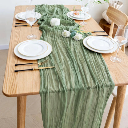 Boho Cheesecloth Table Runner Set for Weddings - Smarsty