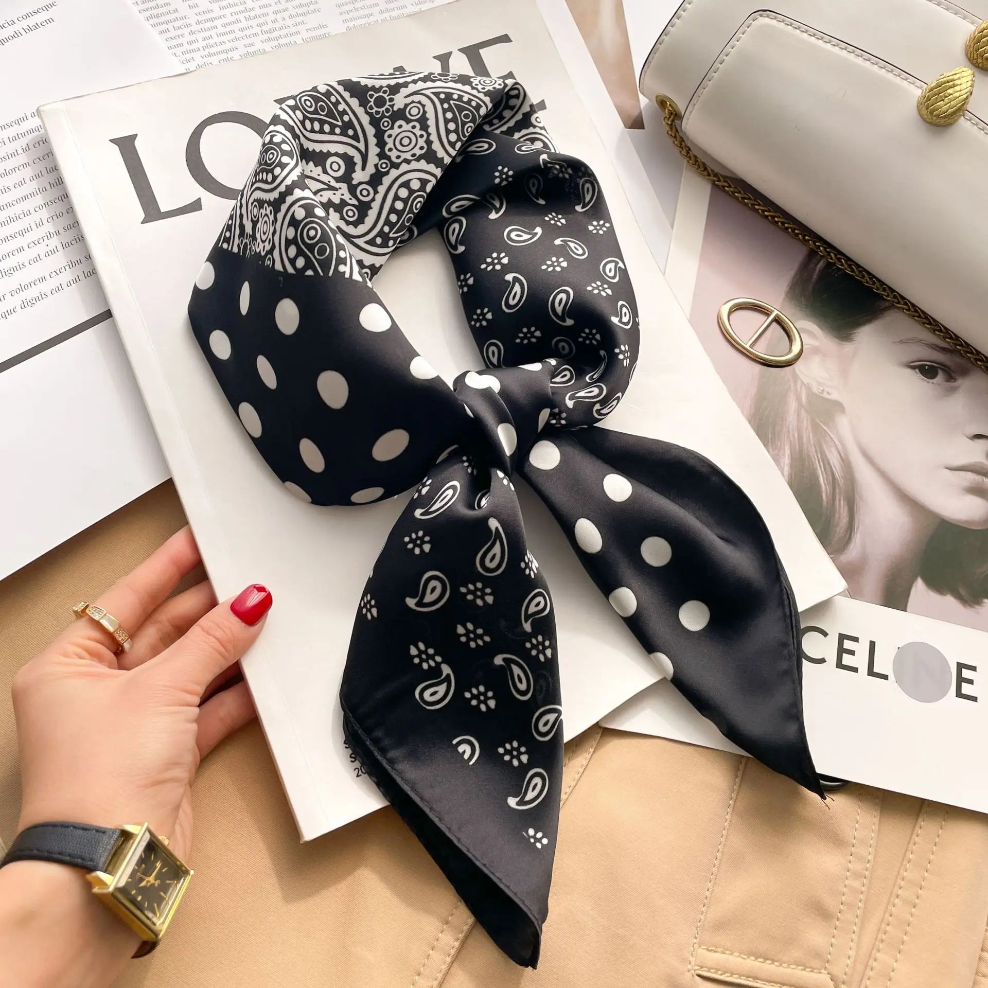 Luxury Women's Silk Scarf Square Neckerchief for Summer - Smarsty