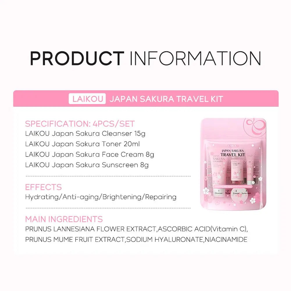 Sakura Skin Care Sets & Kits With Cleanser,Serum,Eye Cream,essence Cream Beauty Products For Women Gift Sets Routine Travel Kit - Smarsty